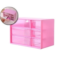 WNFJR Small Drawer Organizer for Desk, Desktop Drawer Organizer with 6 Clear Drawers, Plastic Desktop Storage Drawers, 7"x4.6"x3.8"(Pink)