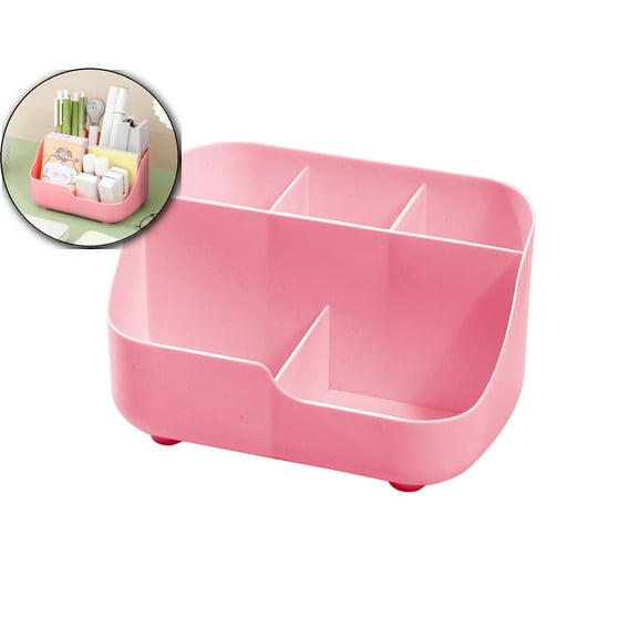 WNFJR Small Multifunctional Plastic Desk Organizer Caddy – Stationery Tray for Office, Bathroom & Home – Holds Brushes, Cosmetics & Art Supplies(Pink)