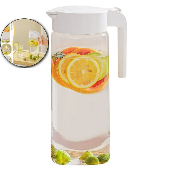 WNFJR Small Plastic Water Pitcher, Unbreakable Plastic Water Pitcher with Lid, Airtight Pitcher, Heat-Resistant, Dishwasher-Safe, Great for Iced and Hot Drinks