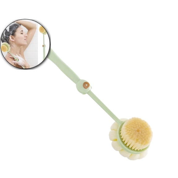 WNFJR Soft Long Handle Cleaning Brush, 2-in-1 Shower Massage Bristles, Shower Brush with Bristles and Loofah, Long Handle Bath Brush Back Scrubber for Shower