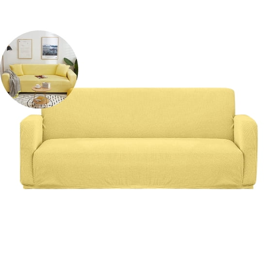 WNFJR Solid Color Elastic Sofa Cover – Universal Knitted Velvet Couch Protector – Stretchable, Machine Washable & Stain Resistant Sofa Cushion Cover for All Seasons