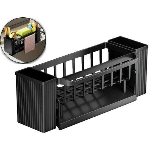 WNFJR Sponge Holder for Kitchen Sink, Sink Caddy Organizer with Brush Holder, Kitchen Countertop Organizers and Storage Essentials, Rustproof Stainless Steel, Soap Dispenser Organize