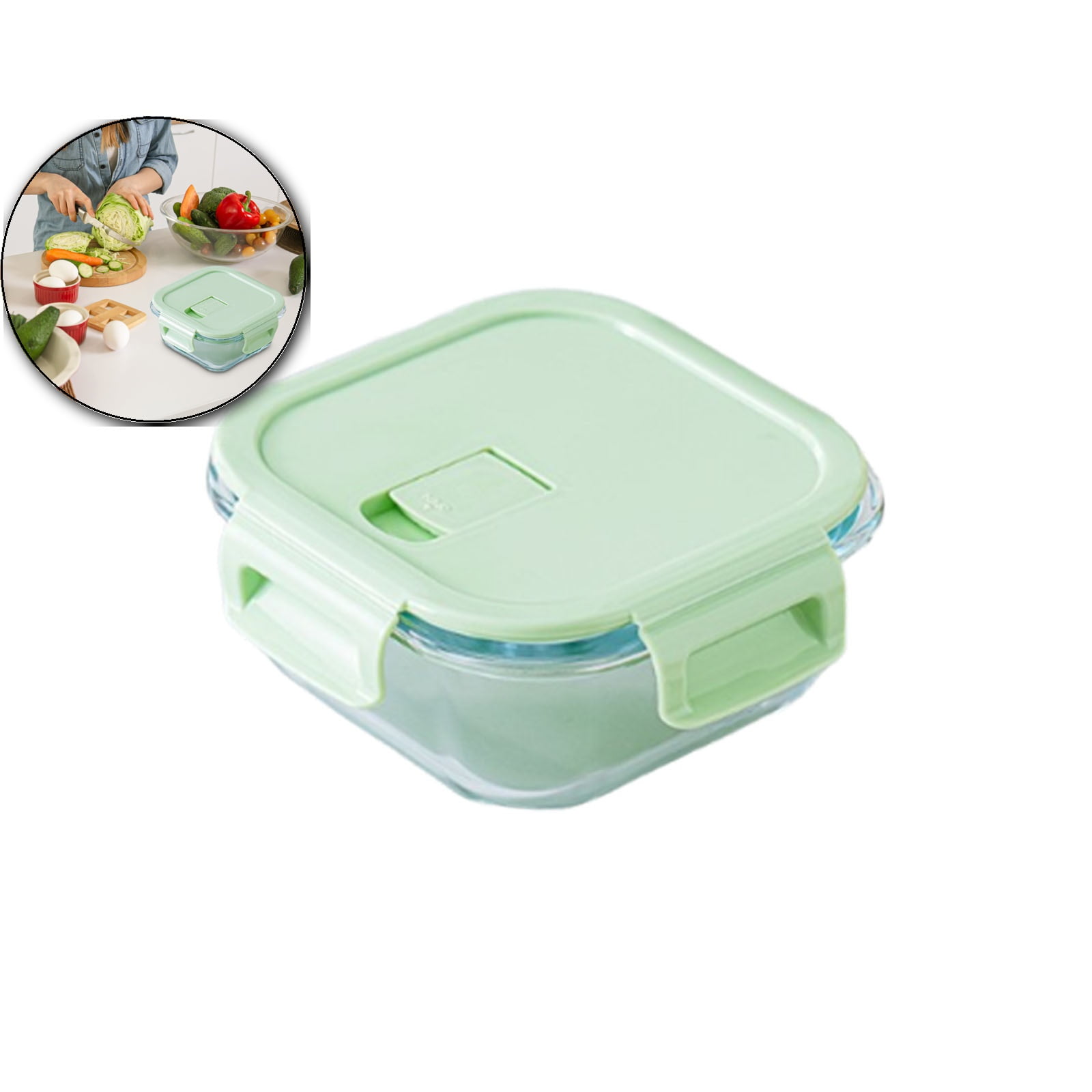 WNFJR Square Glass Food Storage Containers with Airtight Lids, Food ...