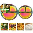 thumbnail image 1 of WNFJR Stainless Steel Plates, 7.8" Portion Control Plates Divided Plate for Adults, Camping Metal Snack Plate for Eating(Multicolor), 1 of 6