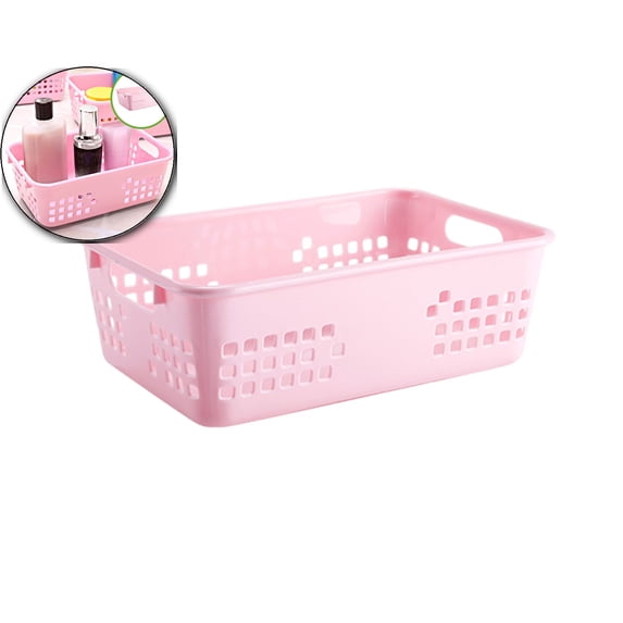 WNFJR Storage Baskets, Small Plastic Organizer Basket Bin, Plastic Storage Baskets, Organizer Baskets with Grip Handles,Crayon Storage Tray for Home Office Desktop, Drawers, Shelves