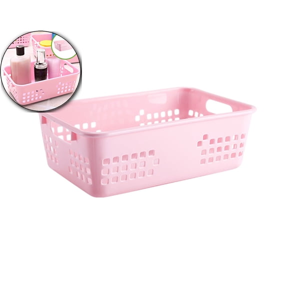 WNFJR Storage Baskets, Small Plastic Organizer Basket Bin, Plastic Storage Baskets, Organizer Baskets with Grip Handles,Crayon Storage Tray for Home Office Desktop, Drawers, Shelves