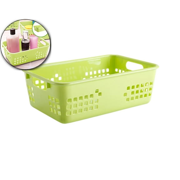 WNFJR Storage Baskets, Small Plastic Organizer Basket Bin, Plastic Storage Baskets, Organizer Baskets with Grip Handles,Crayon Storage Tray for Home Office Desktop, Drawers, Shelves