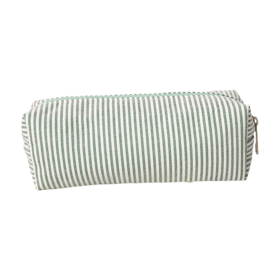 WNFJR Striped Pencil Pouch, Multi Purpose Makeup Brush Bag and Travel Organizer for Cosmetics Jewelry Small Items, Portable Storage Solution for Home Office Daily Use Green