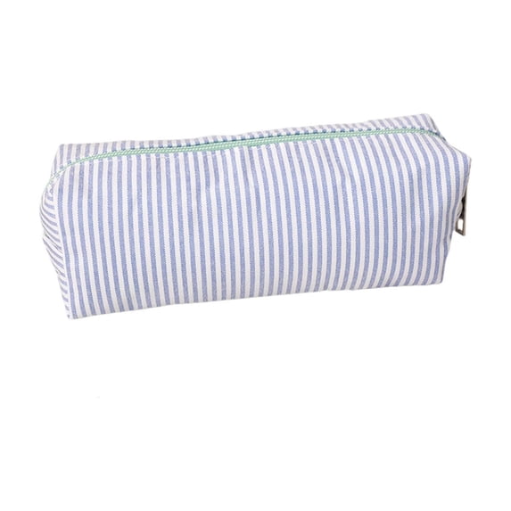 WNFJR Striped Pencil Pouch, Multi Purpose Makeup Brush Bag and Travel Organizer for Cosmetics Jewelry Small Items, Portable Storage Solution for Home Office Daily Use Blue
