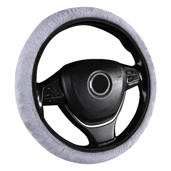 WNFJR Super Soft Plush Elastic Stretch Steering Wheel Cover - Non-Slip Breathable Car Accessory for 14-15 Inches Wheels, Perfect Winter Decor & Protection