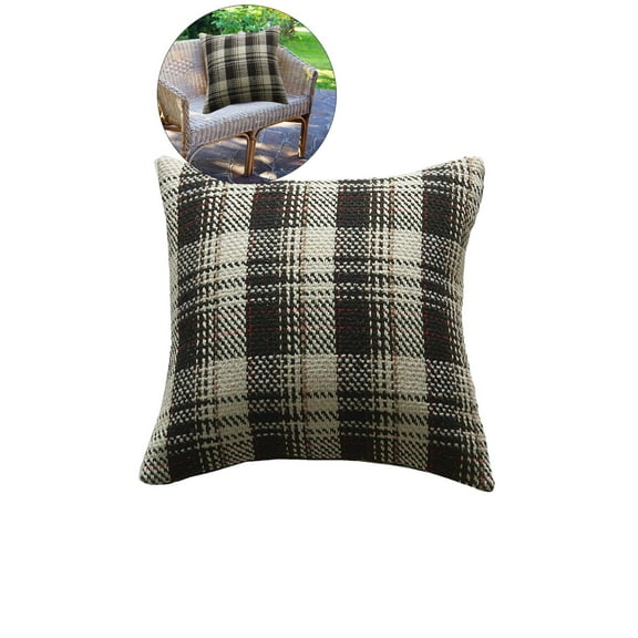 WNFJR Tartan Pillow Covers, 18x18 Inch Farmhouse Buffalo Plaid Striped Throw Pillow Cover for Living Room Couch Sofa