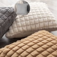 thumbnail image 1 of WNFJR Throw Pillow Covers 17.7×17.7 Inch, Square Cushion Case, Fluffy Faux Rabbit Fur Plaid & Soft Velvet Back, Modern Home Decor for Couch Bed, 1 of 4