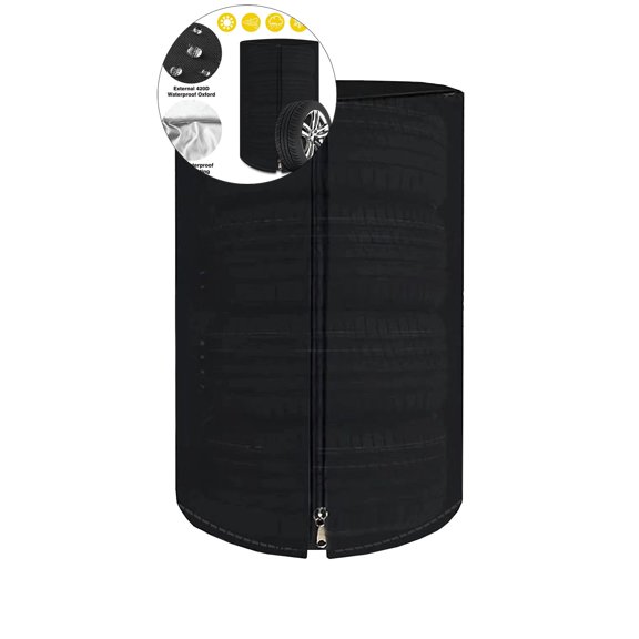 WNFJR Tire Covers for Storage, Large Seasonal Tire Storage Cover Waterproof Outdoor Winter Tire Bags with Handy Storage Bag, Weather Proof Tire Stack Cover(Holding 4 Tires Up)