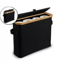 WNFJR Toilet Paper Storage Basket with Lid, Bamboo Toilet Paper Storage Holder Stand Organizer for Bathroom, Toilet Paper Storage Box Container with Handle, Tissue Holder Bin for RV Closet