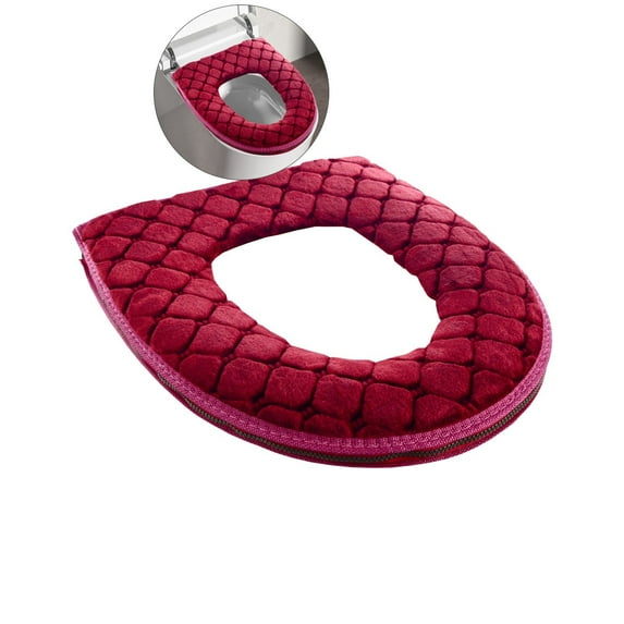 WNFJR Toilet Seat Cover for Bathroom, Toilet Seat Cushion Covers Soft Thicker Warmer Washable Toilet Seat Cover Pads with Zipper Home Reusable