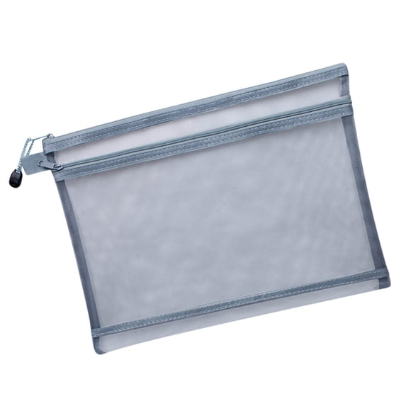 WNFJR Transparent Double-layer Mesh File Bag Zippered Student Test Paper Storage Bag Pencil Case with Metal Zippers Multi-color Nylon Mesh Pen Bag