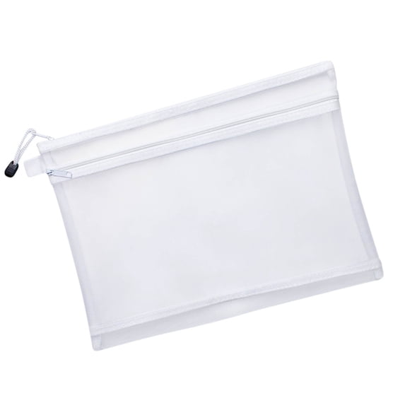 WNFJR Transparent Double-layer Mesh File Bag Zippered Student Test Paper Storage Bag Pencil Case with Metal Zippers Multi-color Nylon Mesh Pen Bag