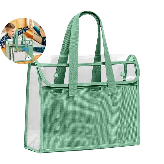 WNFJR Transparent PVC Document Bag for Exams, Waterproof Study File Organizer with Snap Closure, Storage Tote for Papers & Tutoring Materials