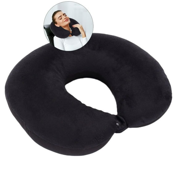 WNFJR Travel Pillow - Memory Foam Travel Neck Pillow, Airplane Pillow for Traveling, Car, Home, Office(Black)