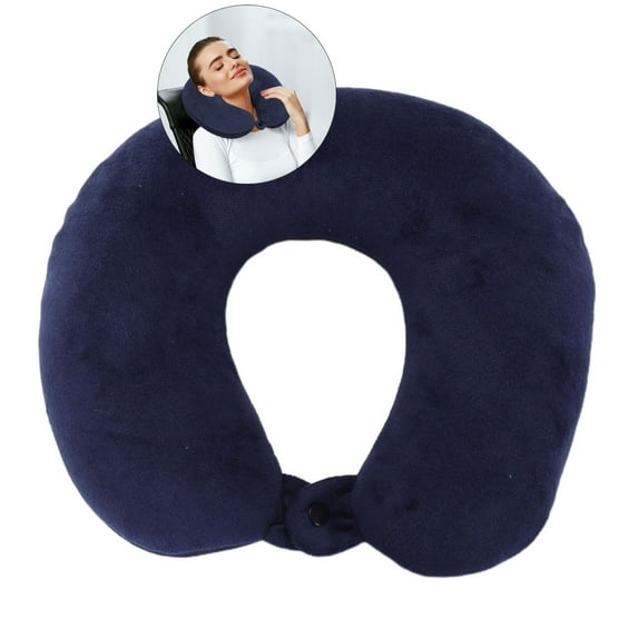 WNFJR Travel Pillow - Memory Foam Travel Neck Pillow, Airplane Pillow for Traveling, Car, Home, Office(Navy)
