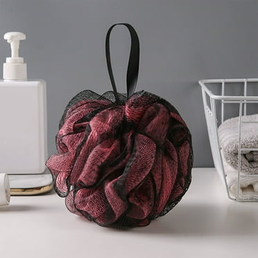 WNFJR Two-Tone Soft & Fluffy Bath Sponge - PE Material with Dense Mesh for Rich Lather - Hangable Design for Easy Drying