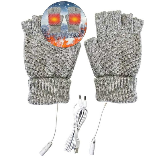 WNFJR USB Heated Knitted Gloves for Winter - Warm Fingerless Hand Protection, Universal USB Powered, Stylish and Functional, Ideal Gift for Cold Weather