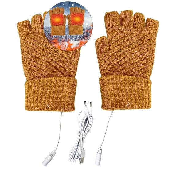 WNFJR USB Heated Knitted Gloves for Winter - Warm Fingerless Hand Protection, Universal USB Powered, Stylish and Functional, Ideal Gift for Cold Weather