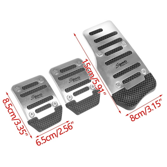 WNFJR Universal Anti-Slip Car Pedal Cover Set - Metal Aluminum Alloy Brake, Clutch, and Gas Accelerator Pads for Manual Transmission