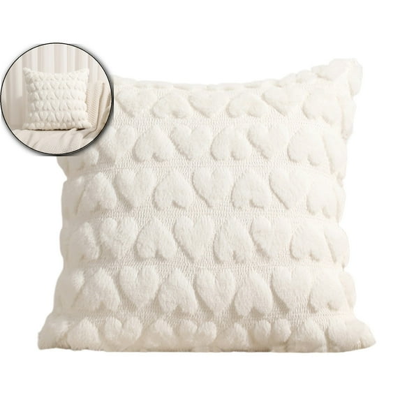 WNFJR Valentines Day Pillow 17.7x17.7in, Plush Fluffy Pillow Case 3D Love Heart Pillow for Couch, Sofa, Bed Home Indoor Outdoor Holiday Decor
