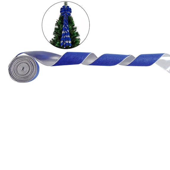 WNFJR Velvet Ribbon - Wired Edges | Elegant Christmas Decoration for Gift Wrapping, Tree, Wreaths, Crafts(Blue)