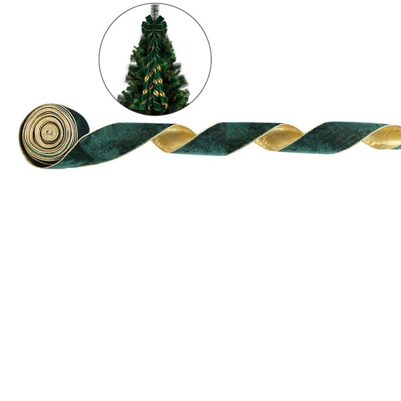 WNFJR Velvet Ribbon - Wired Edges | Elegant Christmas Decoration for Gift Wrapping, Tree, Wreaths, Crafts(Green)