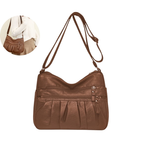 WNFJR Waterproof Women's Crossbody Handbags, Soft Leather Shoulder Bag with Multi Pockets for Ladies Satchel Messenger Purse
