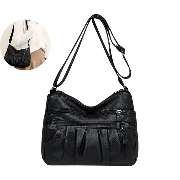 WNFJR Waterproof Women's Crossbody Handbags, Soft Leather Shoulder Bag with Multi Pockets for Ladies Satchel Messenger Purse