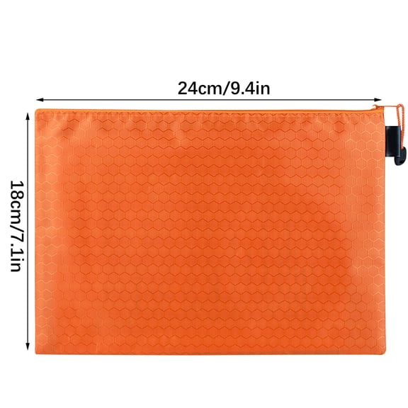 WNFJR Waterproof Zipper File Bags, A4 Size Document Pocket Storage Organizer Pouch for Travel Office Supply(orange)