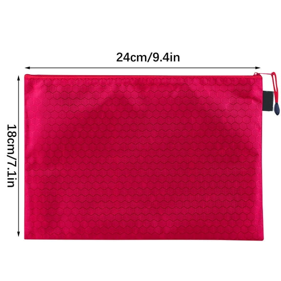 WNFJR Waterproof Zipper File Bags, A4 Size Document Pocket Storage Organizer Pouch for Travel Office Supply(red)
