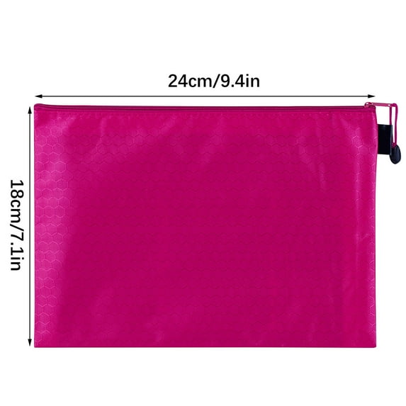 WNFJR Waterproof Zipper File Bags, A4 Size Document Pocket Storage Organizer Pouch for Travel Office Supply(rose red)
