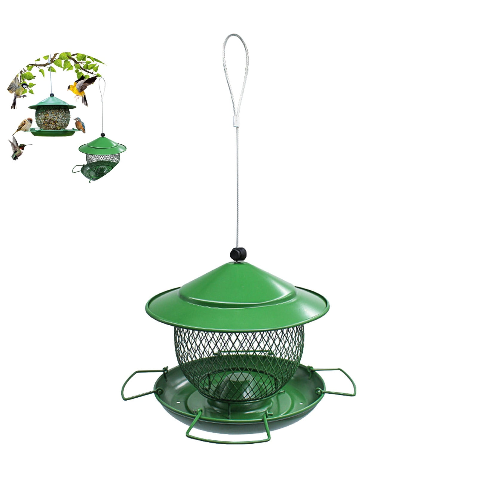 WNFJR Weather-Proof Squirrel-Proof Outdoor Bird Feeder, Green Tube Feeder for Hanging & Easy Refill