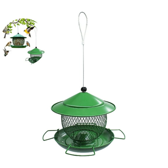 WNFJR Weather-Proof Squirrel-Proof Outdoor Bird Feeder, Green Tube Feeder for Hanging & Easy Refill