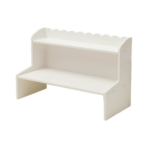 WNFJR White Wooden Desktop Organizer – Double Layer Tall Storage Rack for Books, Cosmetics & Stationery, 18.5x12 Inch, Easy Assembly