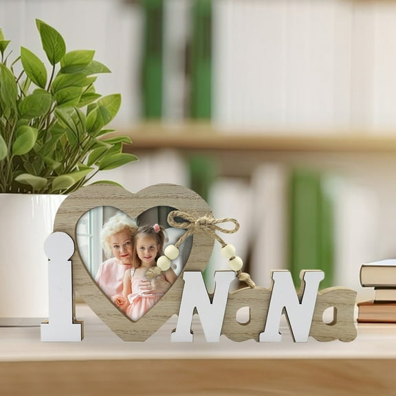 WNFJR Wooden Letter & Heart Photo Frame - Personalized & Durable for Home Decor, Perfect Gift for Birthdays & Weddings