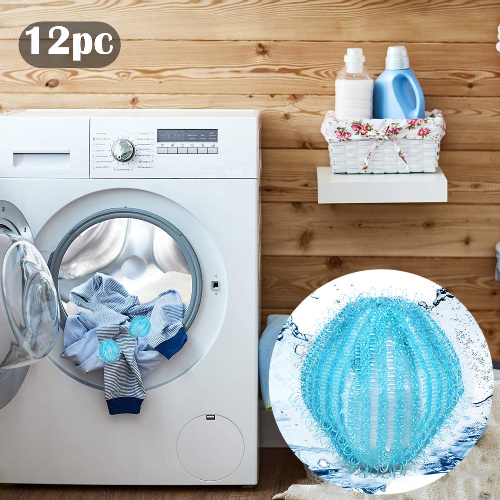 WNG 12 Pack 3.5Cm Reusable Hair Remover Washing Machine Hair Catcher Laundry Ball Dryer Ball for