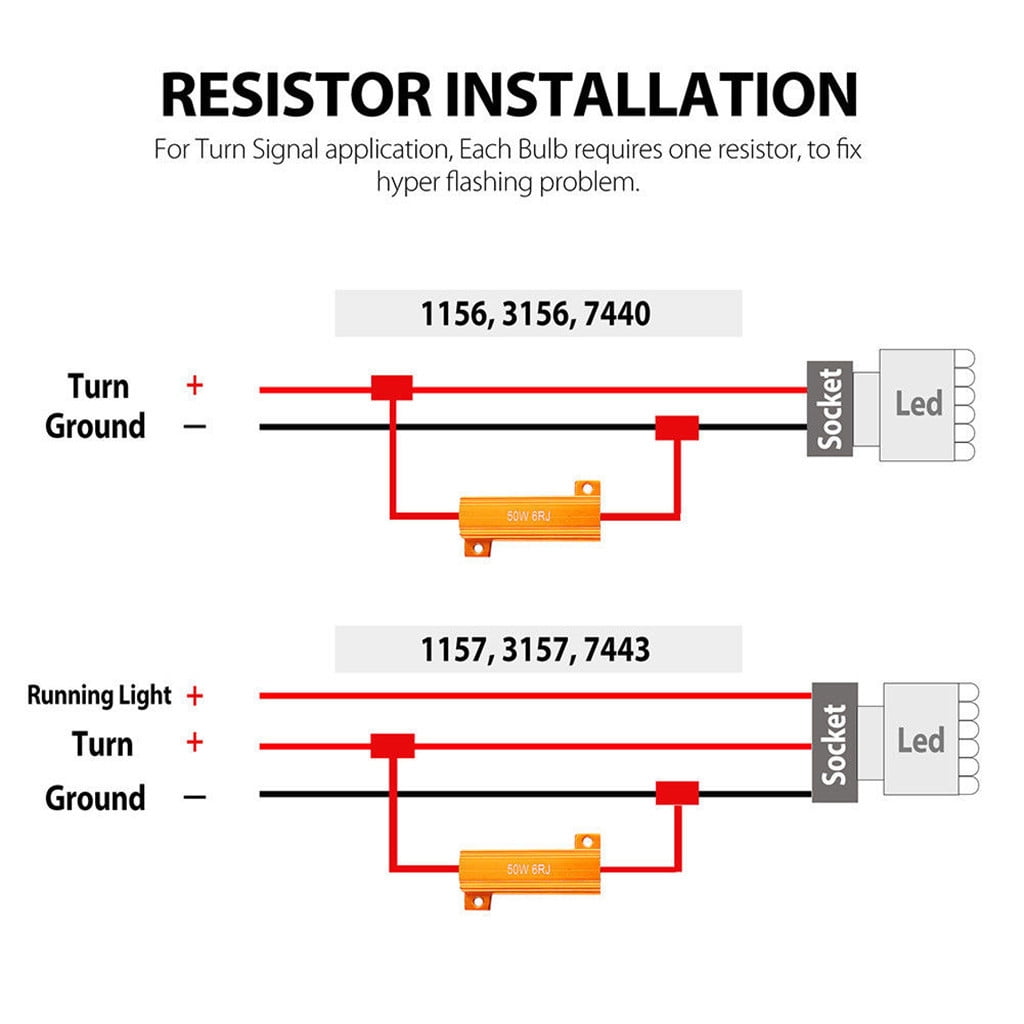 WNG 12Rj Hyper 50W 12Ohm 4Pcs Fix LED Resistor Load Flash Lights Turn