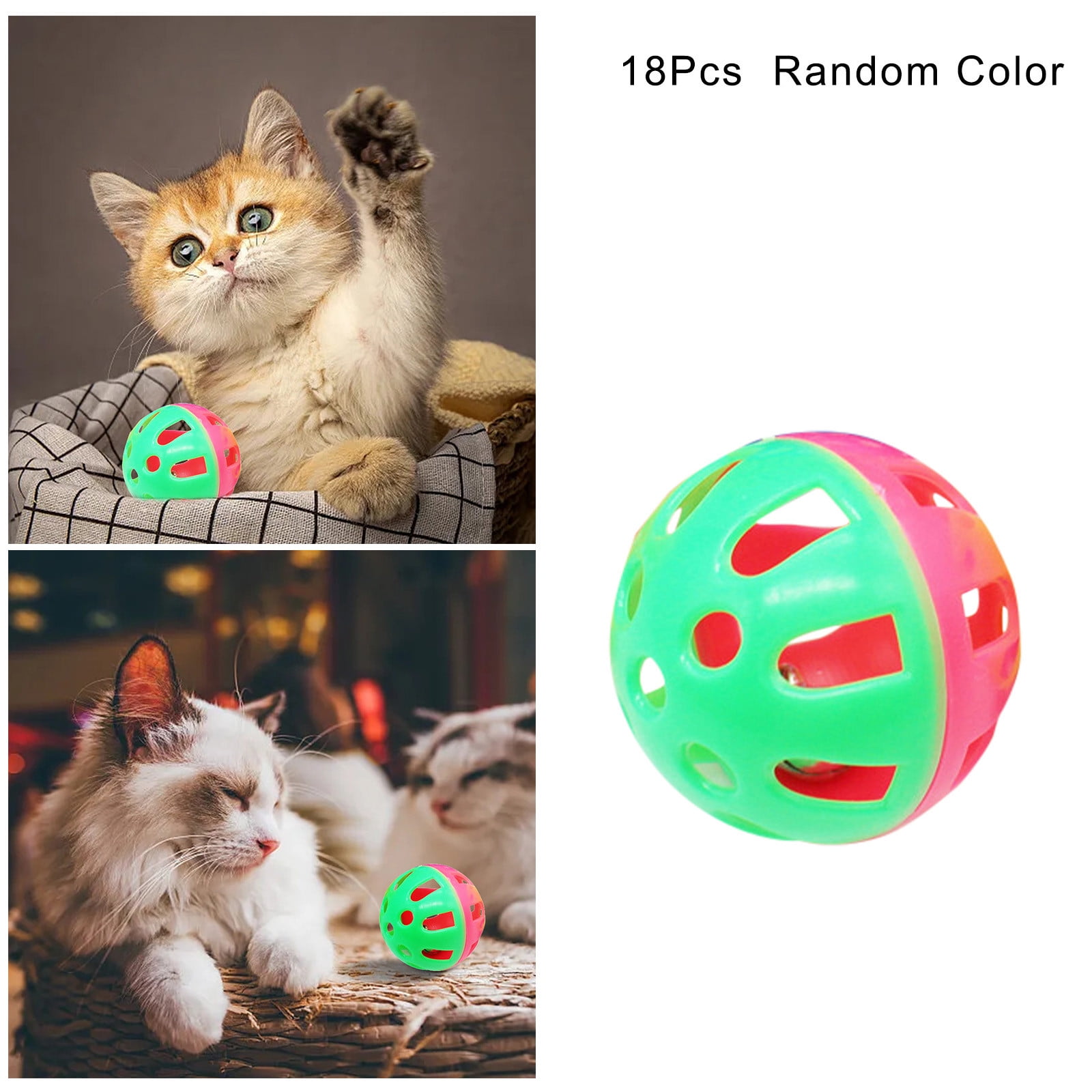 WNG 18 Pieces Cat Toy Balls with Bell Inside Toys Lattice Jingle Balls Cat Pounce Rattle Ball