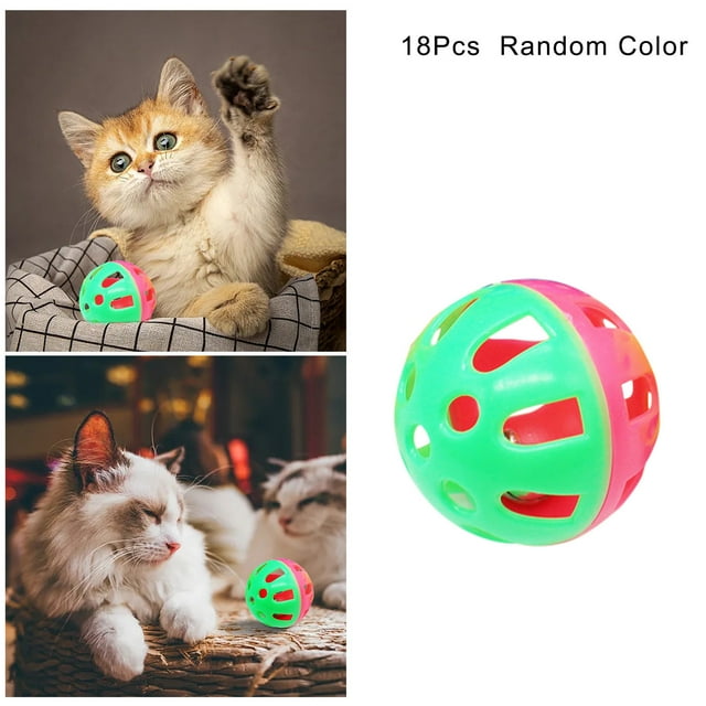 WNG 18 Pieces Cat Toy Balls with Bell Inside Toys Lattice Jingle Balls