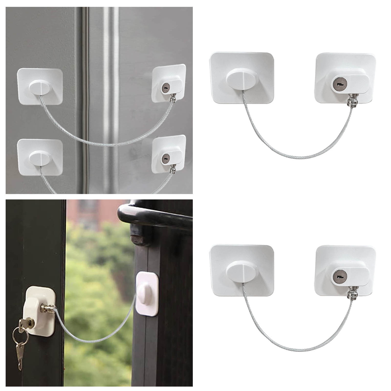 WNG 2 Pack Refrigerator Door Locks with 4 Keys File Drawer Lock Freezer