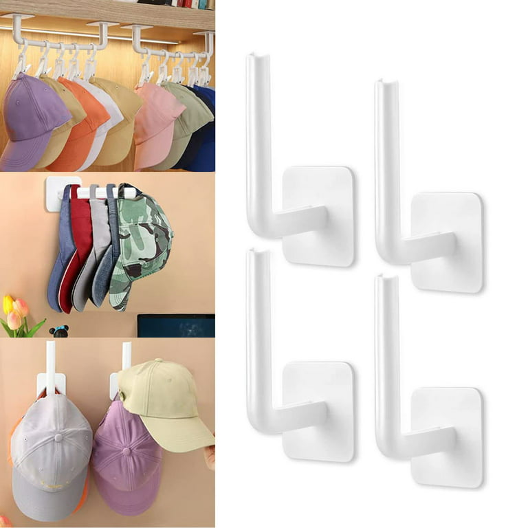 WNG 4Pc Hat Rack for Wall Hat Organizer Hat Racks for Baseball Caps  Adhesive Hat Hooks for Wall No Drilling Hat Hangers for Closet Cowboy Hat  Holder