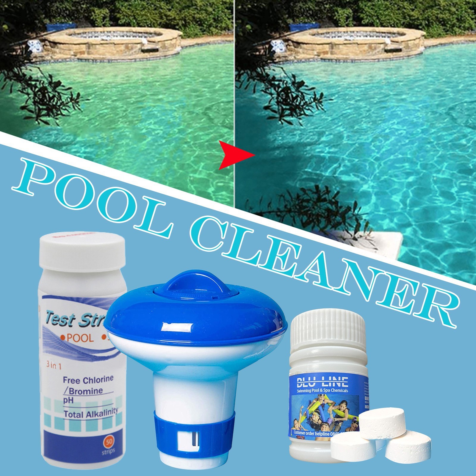 WNG 50 Grams of Chlorine Tablets, with Dosing Device, with 50 Ph Test