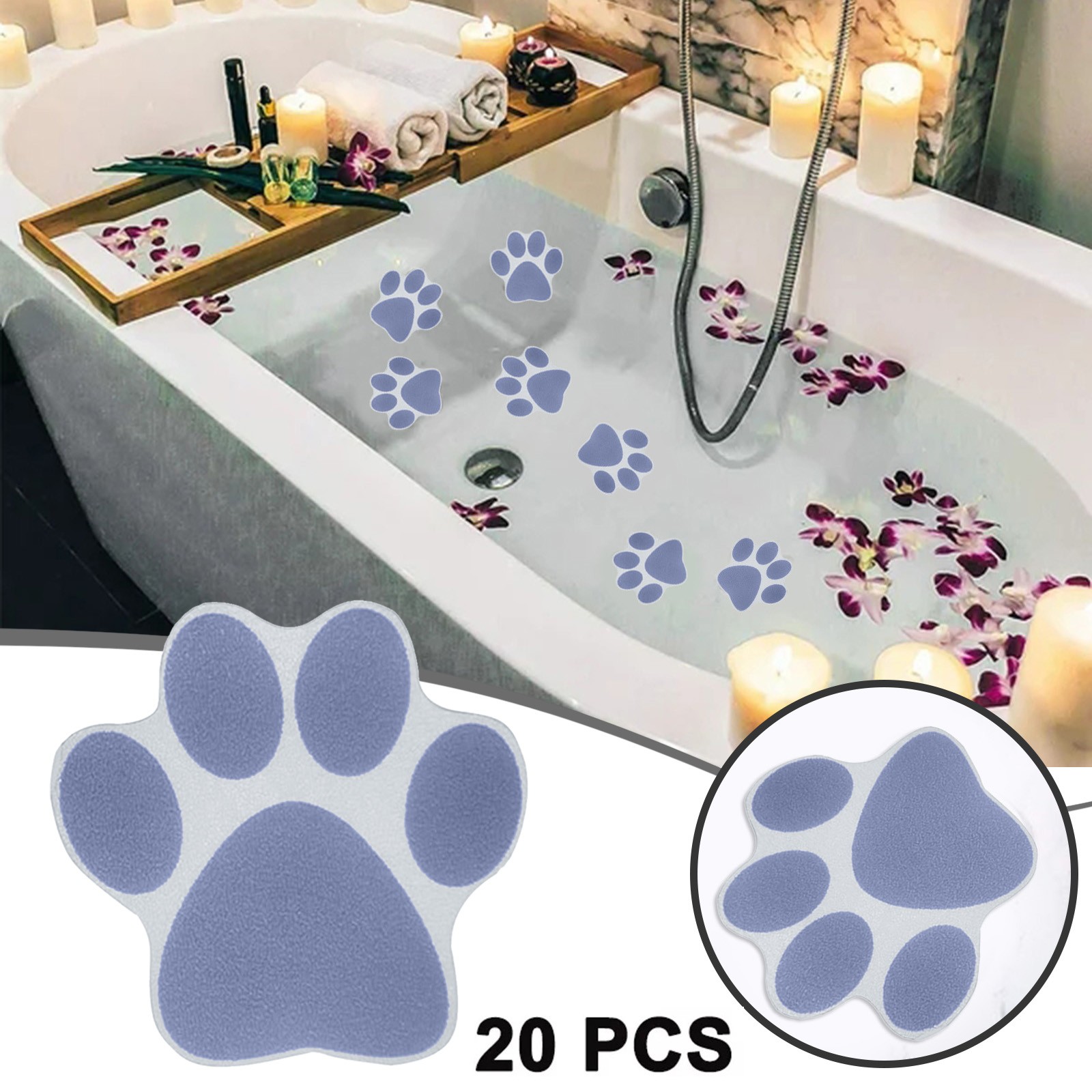 WNG Dog Pawprint Cartoon Anti Slip Stickers for Bathtub Self Adhesive Skin Friendly Wear