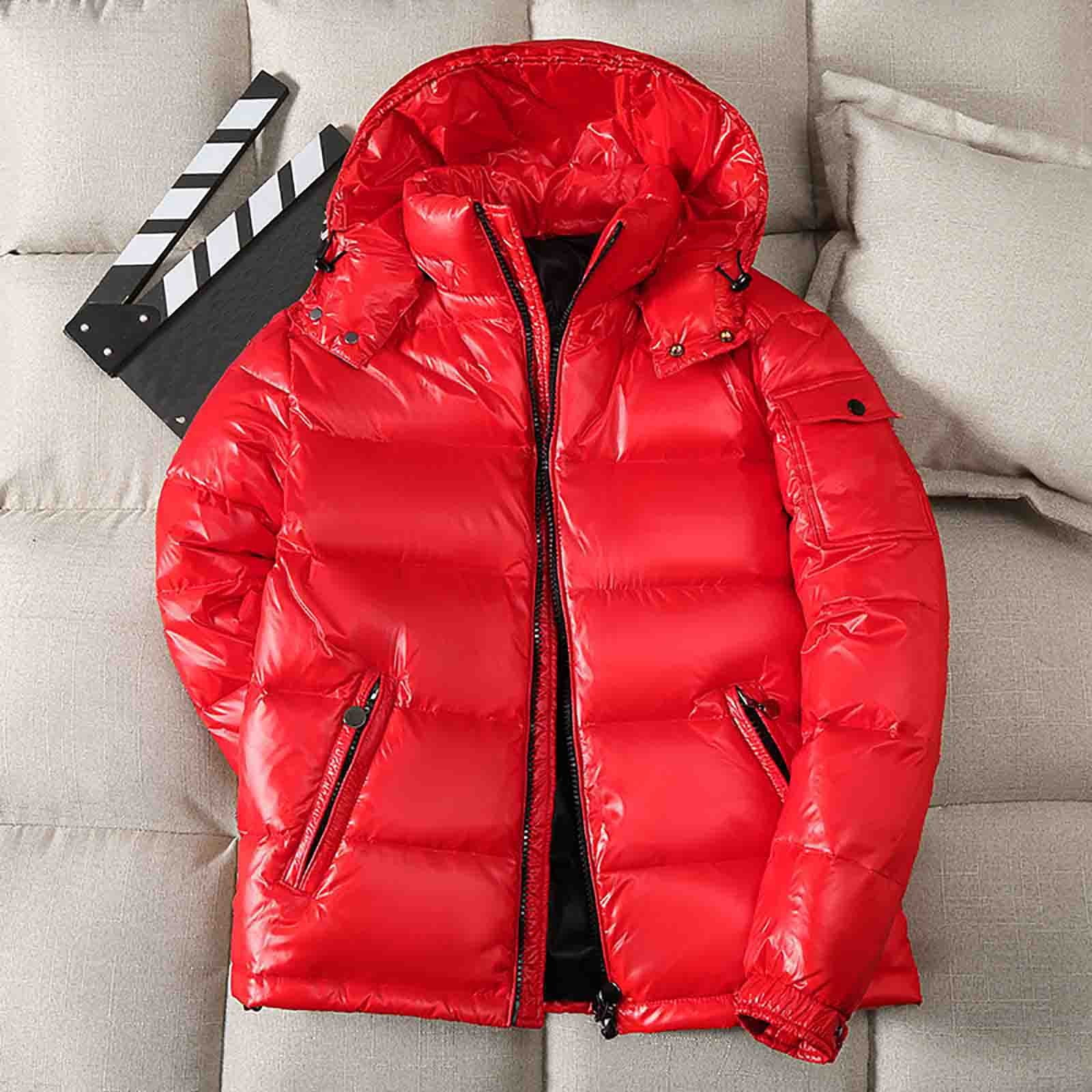 WNG Male Quilted Padded Shiny Buffer Bubble Thick Coat Metallic Shiny ...