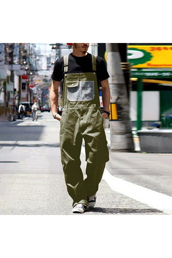 Men's Denim Bib Overalls Mens Relaxed Fit Overalls Workwear with Adjustable Straps and Convenient Tool Pockets